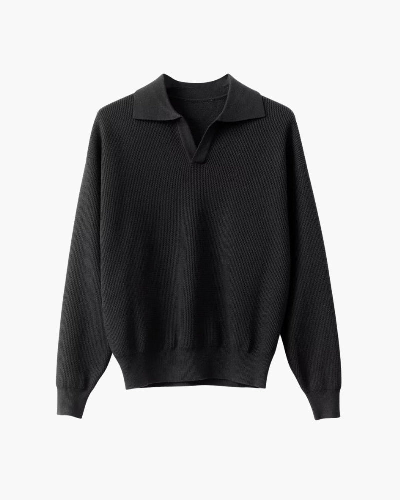 Polo-Pullover aus strukturiertem Strick