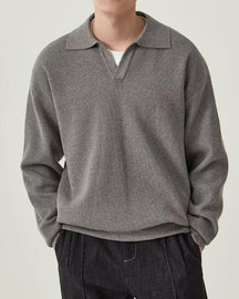 Polo-Pullover aus strukturiertem Strick