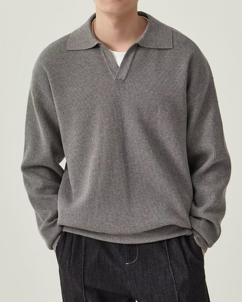Polo-Pullover aus strukturiertem Strick